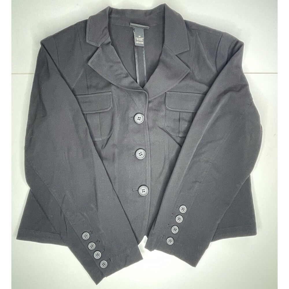 LANE BRYANT Black Stretch Ponte Knit Blazer Sz 20 Single Breasted 4 Button
